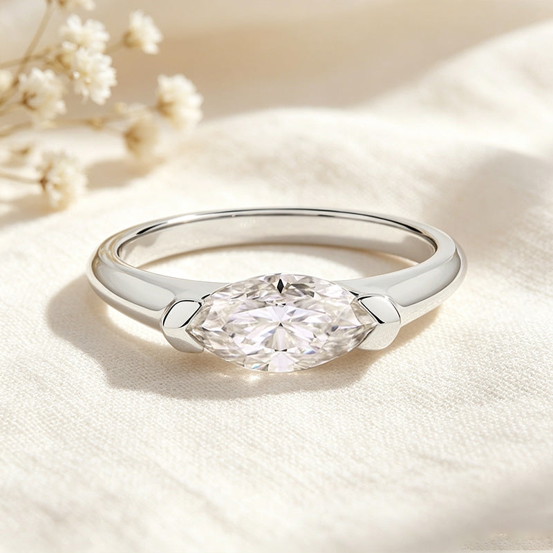 Marquise-Cut Moissanite Ring