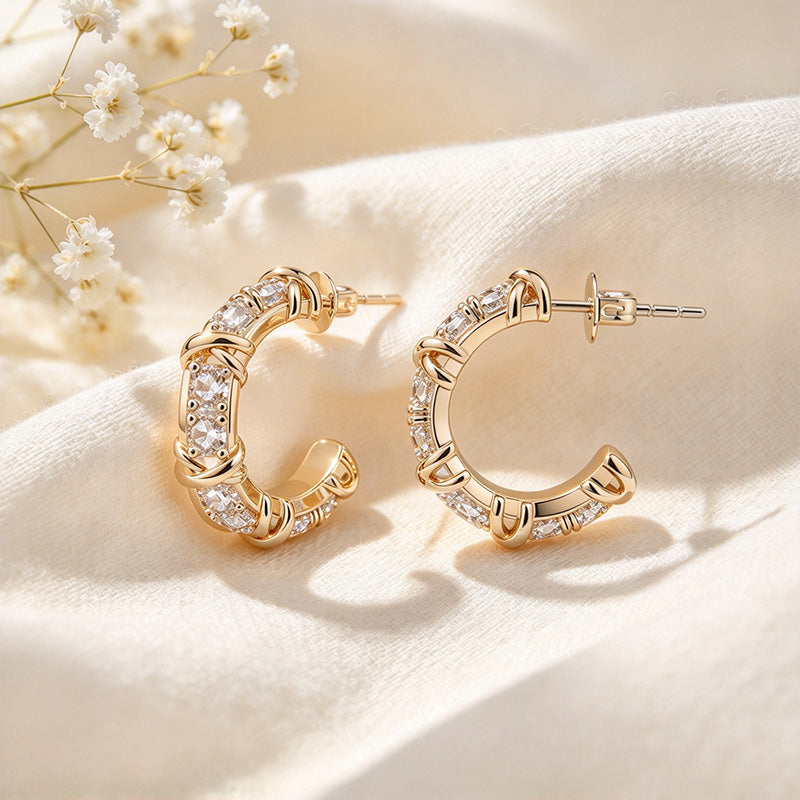Moissanite Cross Hoop Earrings