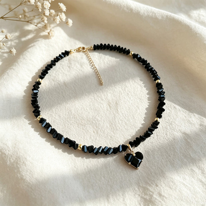 Heart-Shaped Zircon Bead Necklace