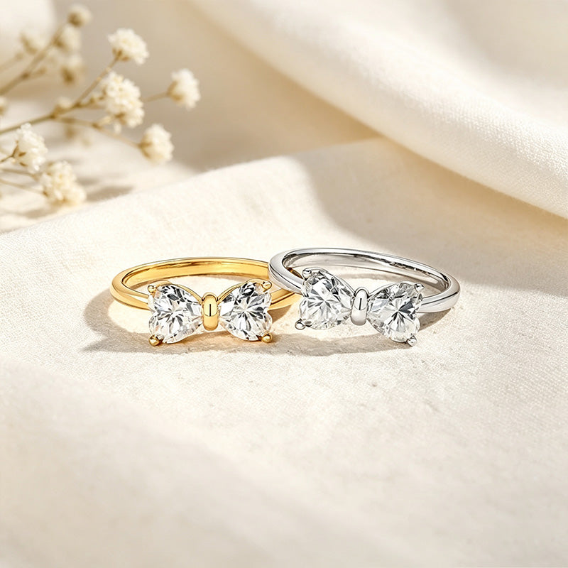 Heart Bow Moissanite Ring