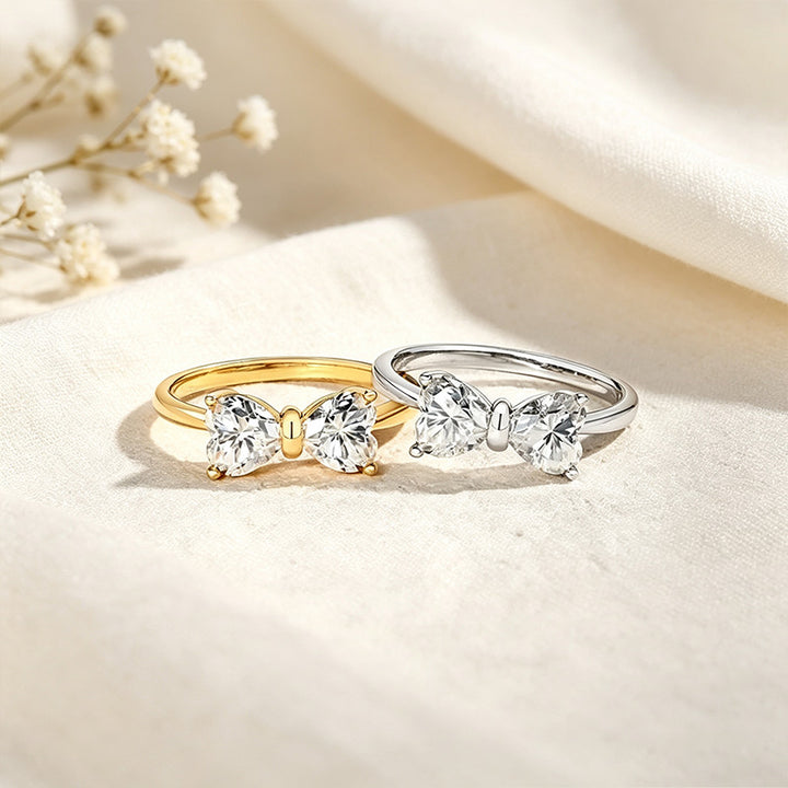 Heart Bow Moissanite Ring
