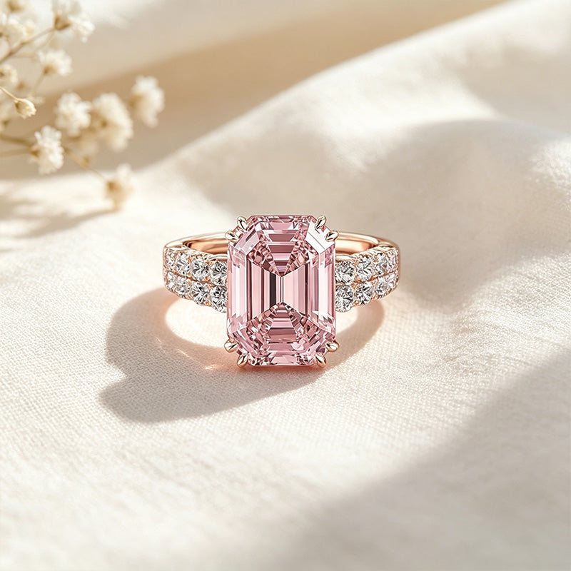 Square Cut Pink Stone Ring