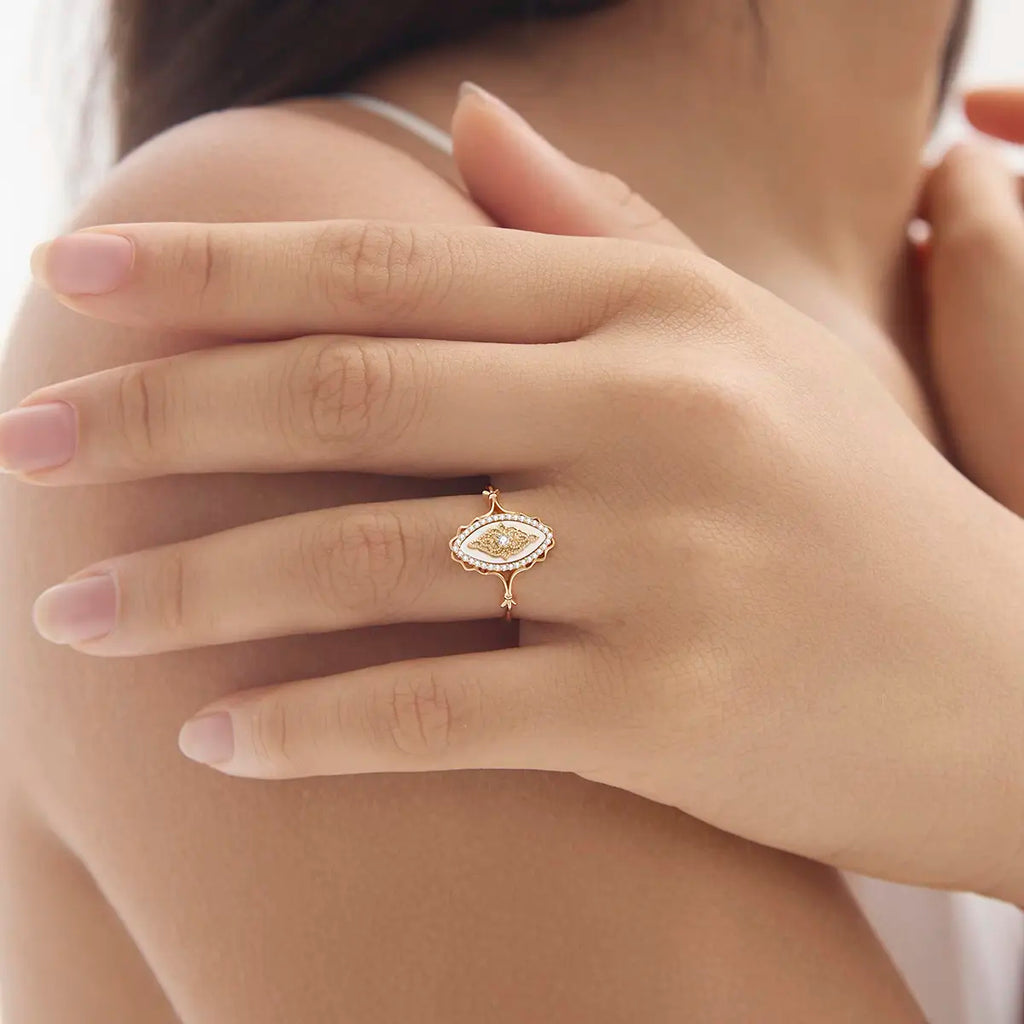 Oval Mother-of-Pearl Halo Ring