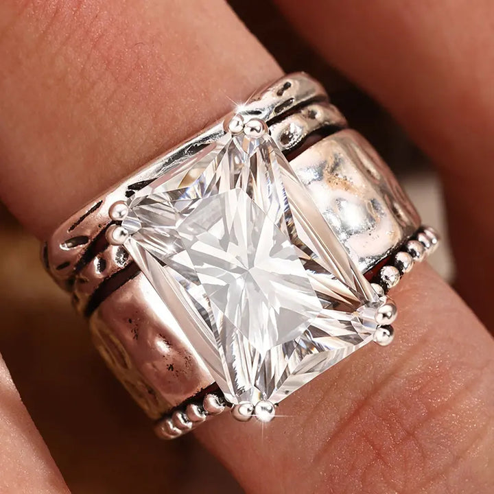 Geometric Moissanite Ring
