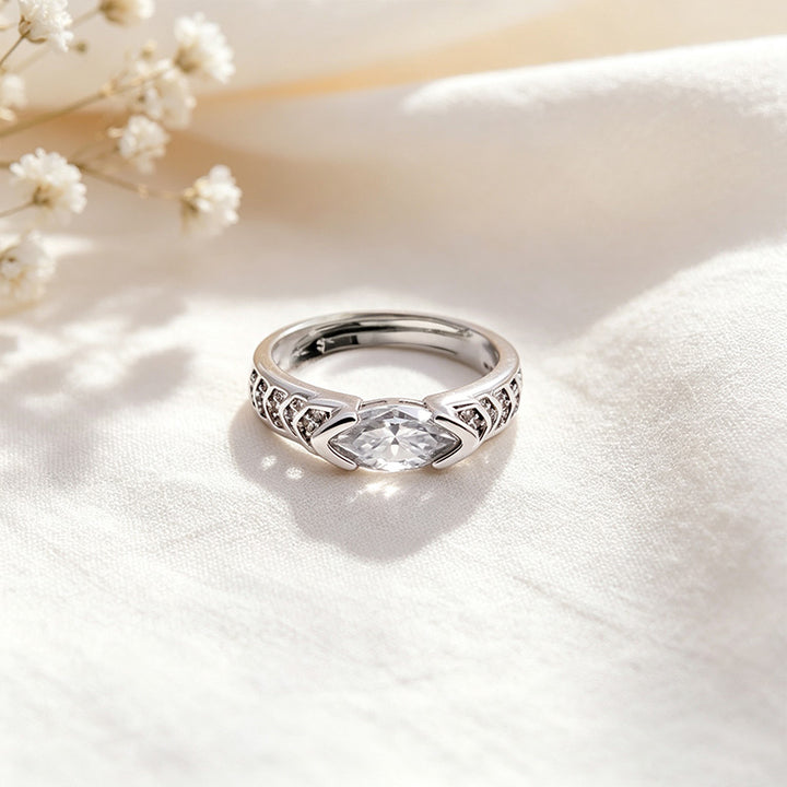 Marquise Moissanite Paved Ring