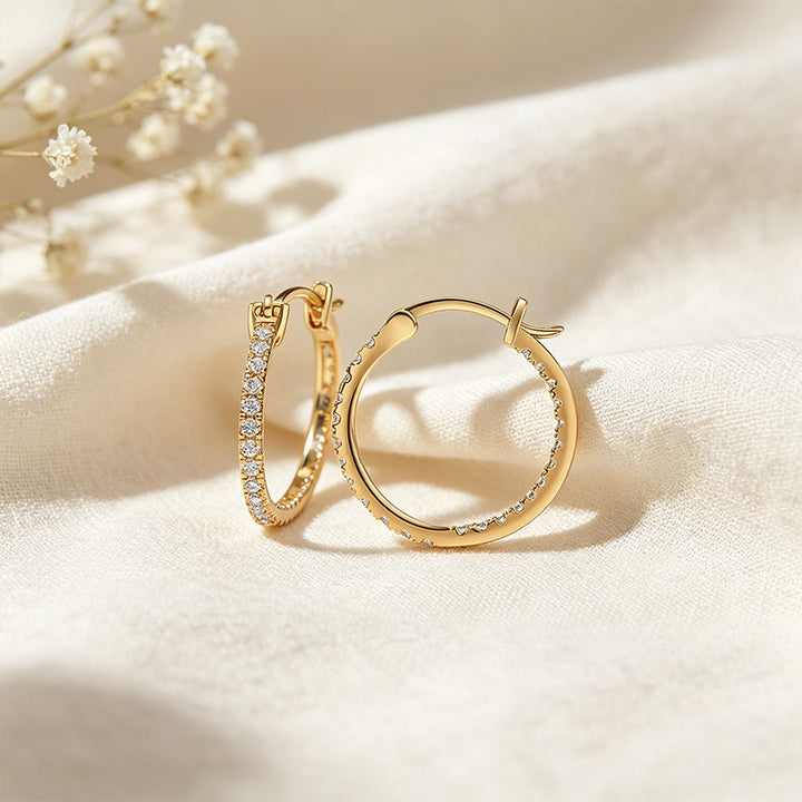 CZ Paved Hoop Earrings