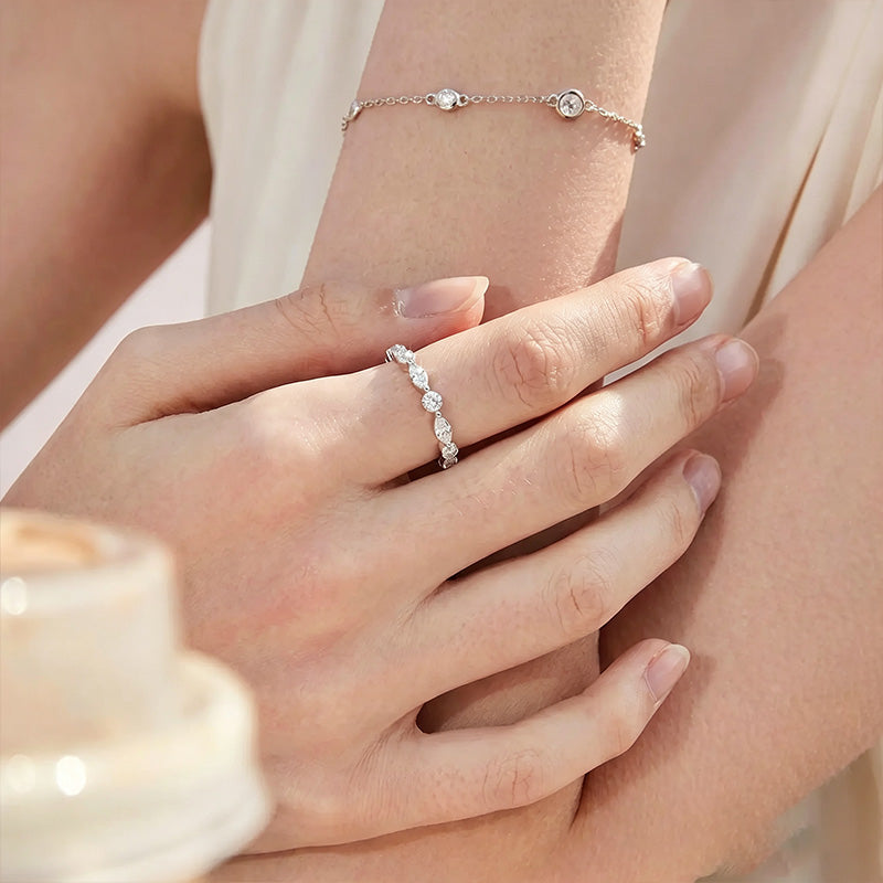 Marquise Moissanite Band Ring