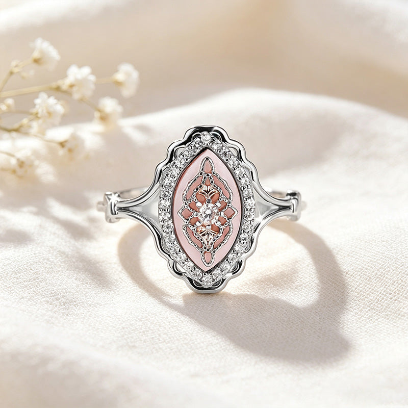Oval Mother-of-Pearl Halo Ring