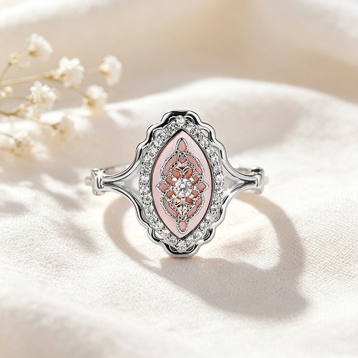 Oval Mother-of-Pearl Halo Ring