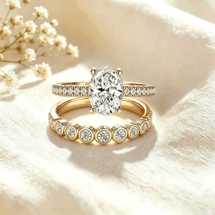 3CT Oval CZ Bridal Ring Collection