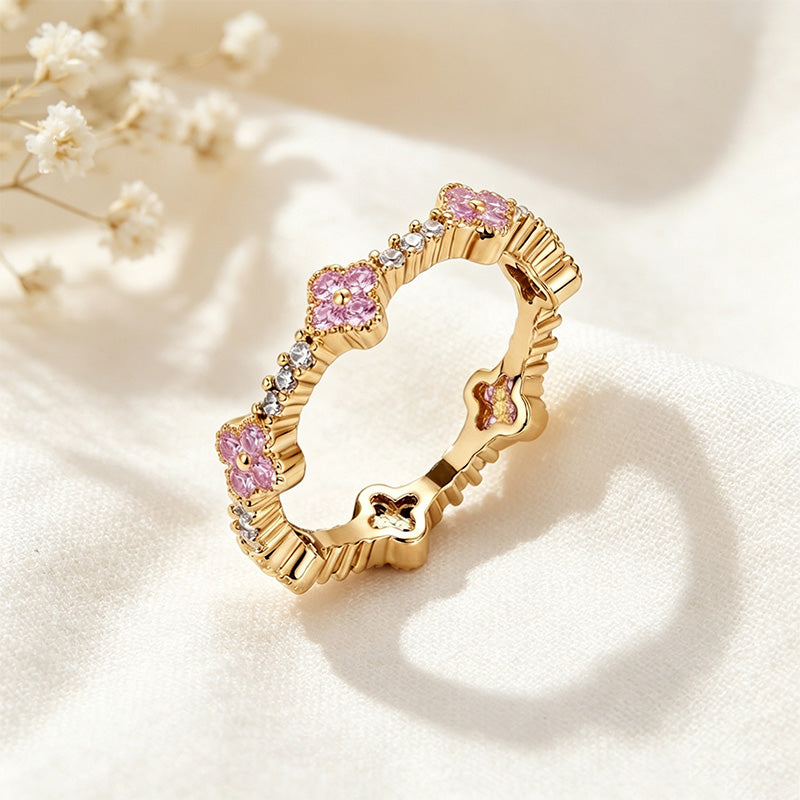 Four-Leaf Clover CZ Ring