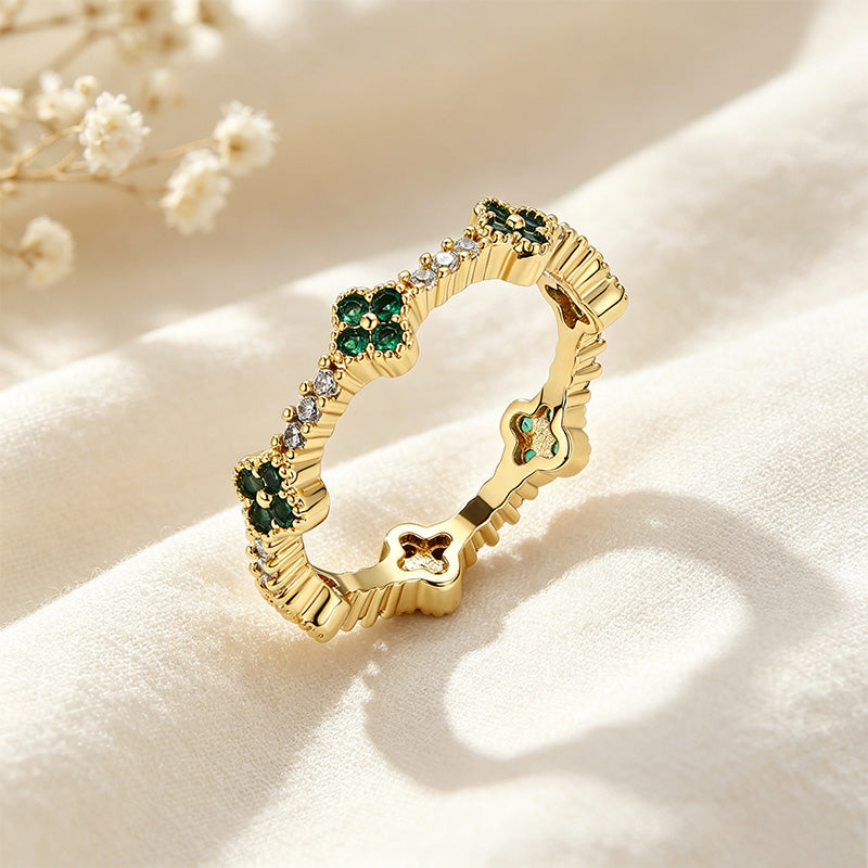 Four-Leaf Clover CZ Ring