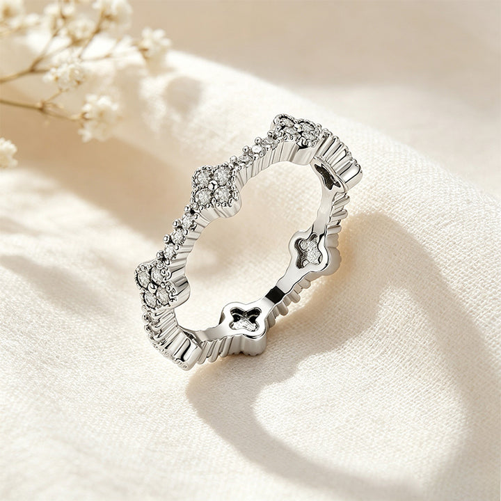 Four-Leaf Clover CZ Ring
