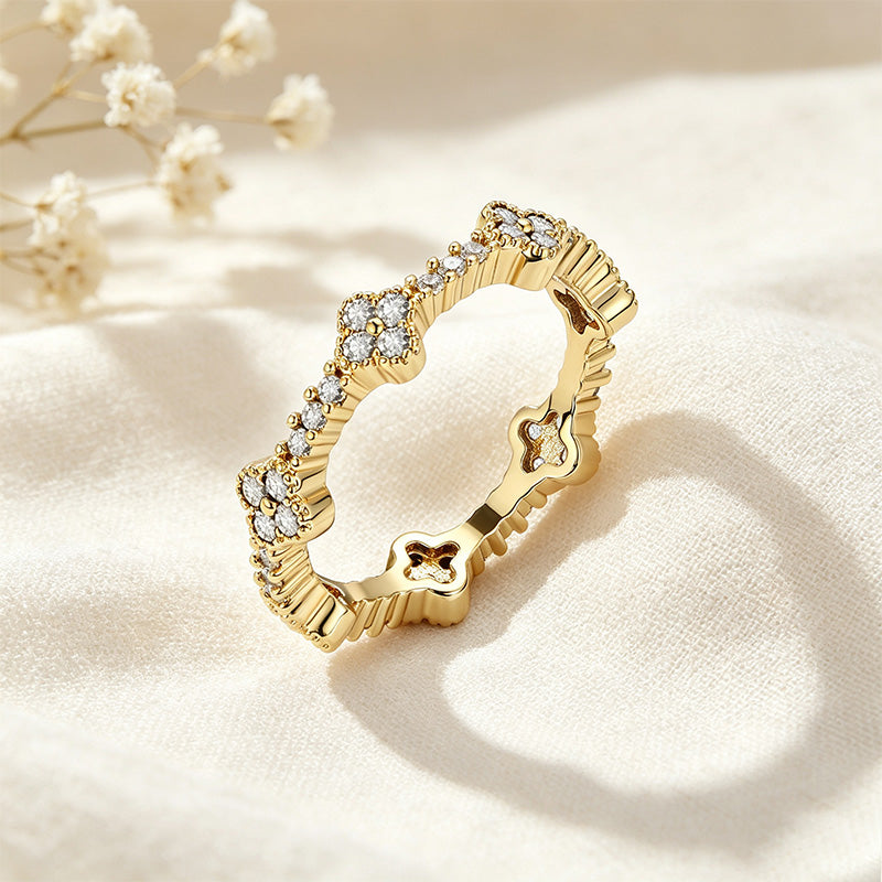 Four-Leaf Clover CZ Ring