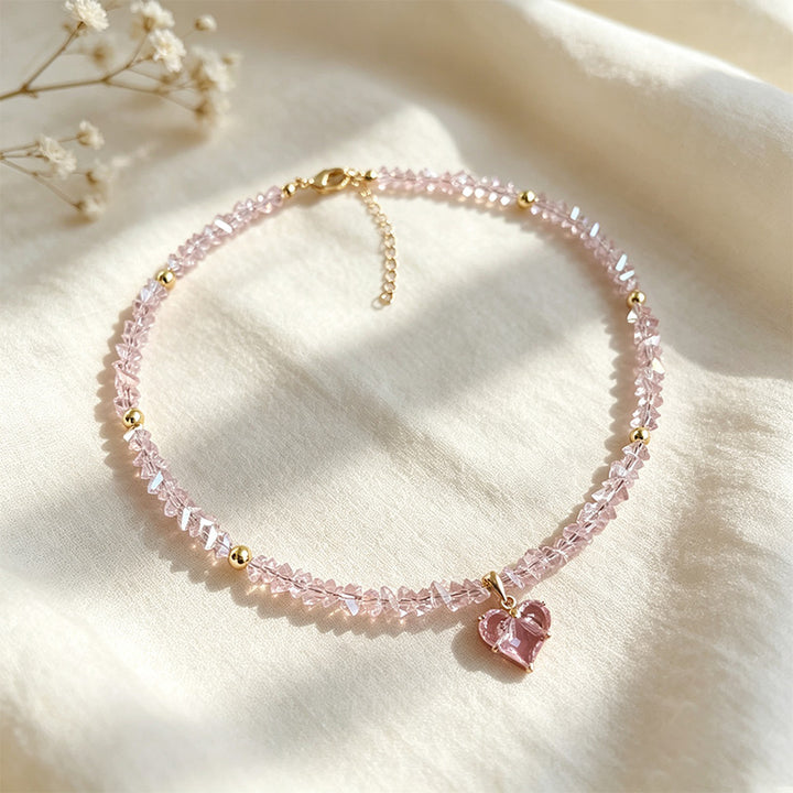 Heart-Shaped Zircon Bead Necklace