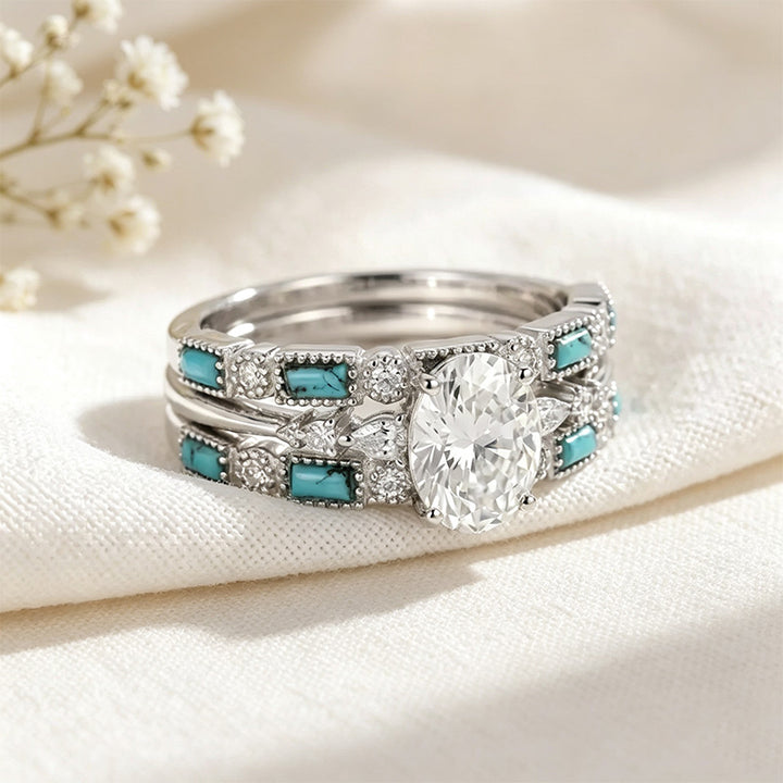 Moissanite Cluster Ring Set