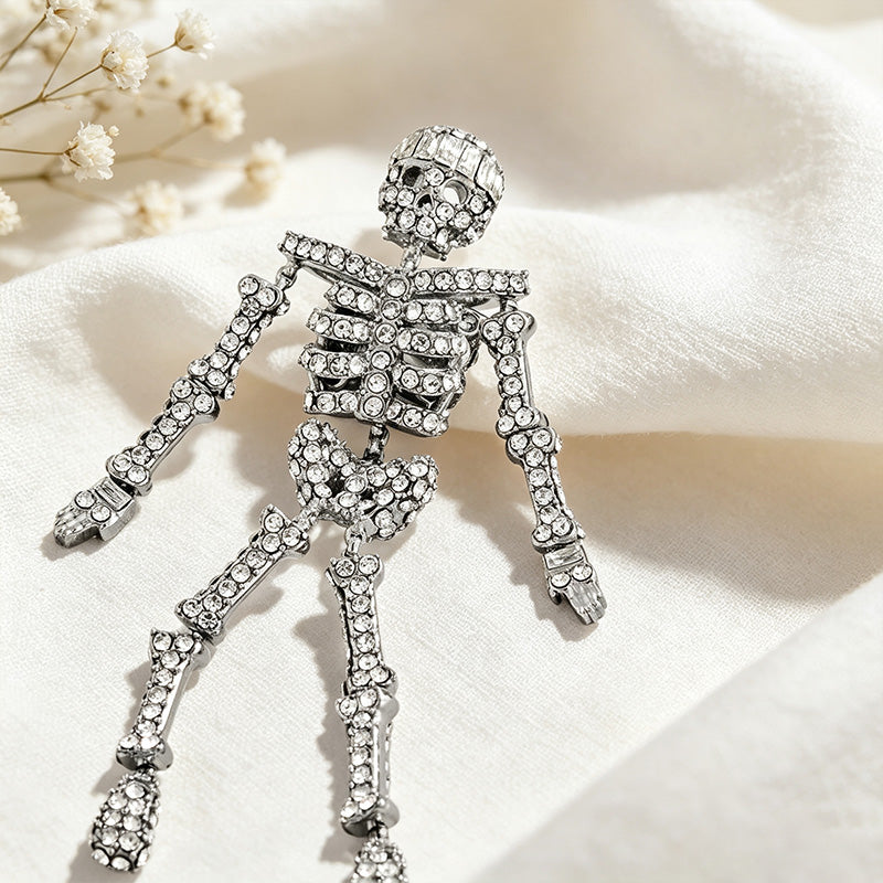 Crystal Skeleton Drop Earrings