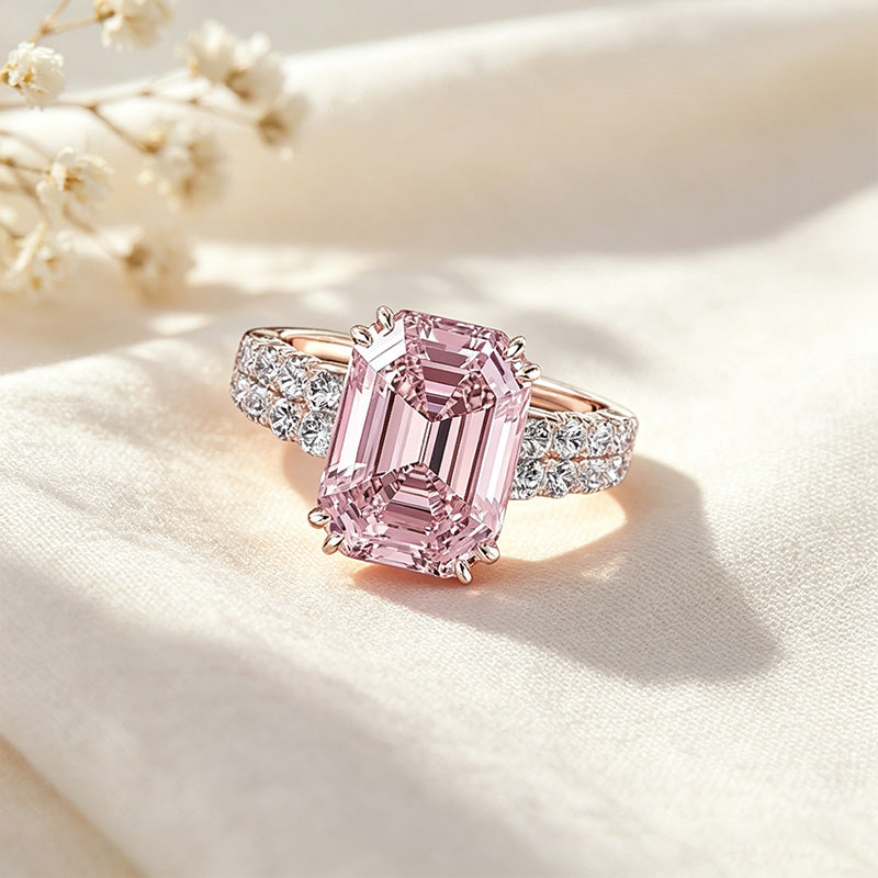 Square Cut Pink Stone Ring