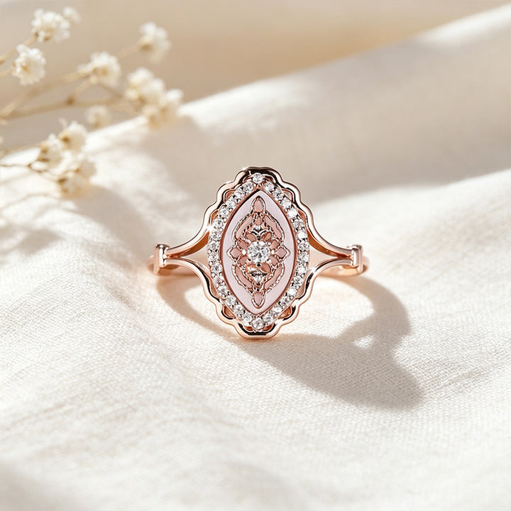 Oval Mother-of-Pearl Halo Ring