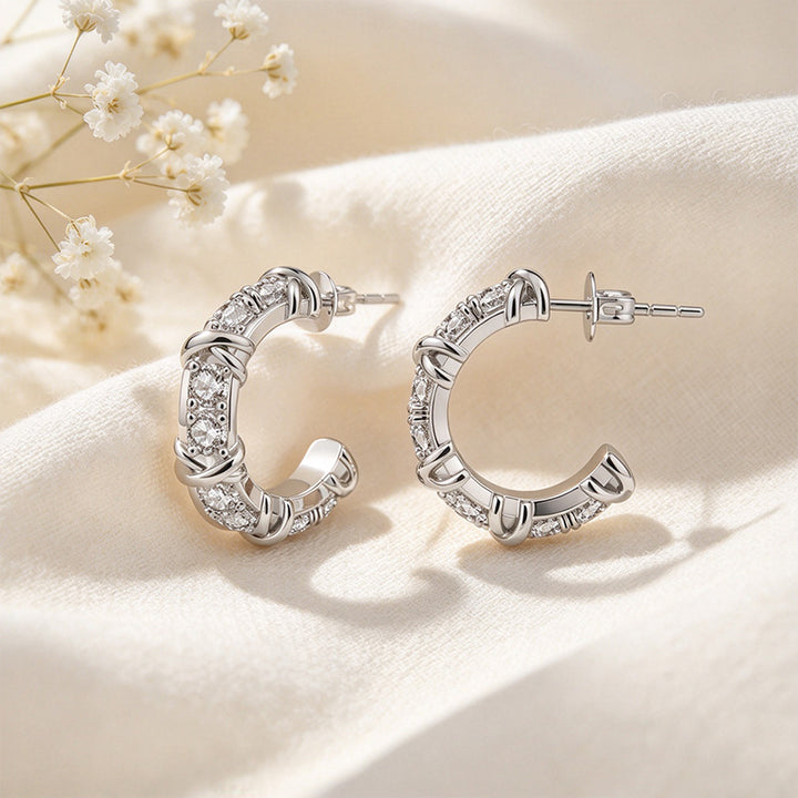 Moissanite Cross Hoop Earrings