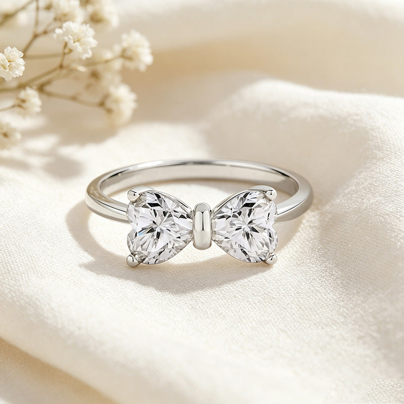 Heart Bow Moissanite Ring