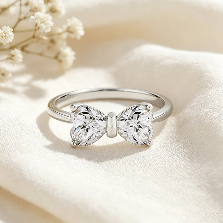 Heart Bow Moissanite Ring