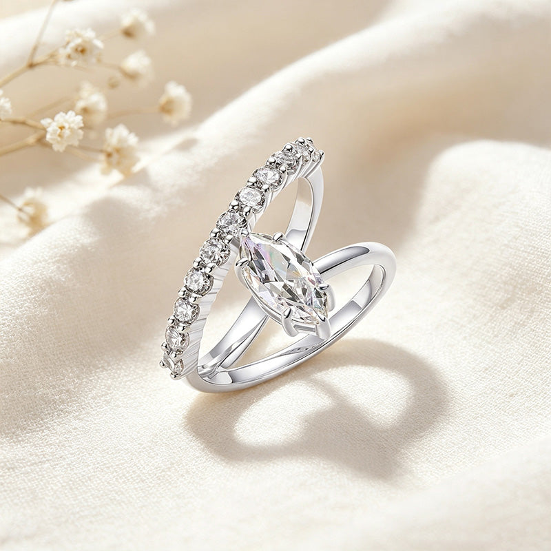 Marquise-Cut Diamond Row Ring