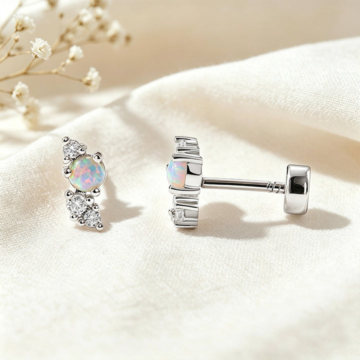 Opal Flower Stud Earrings