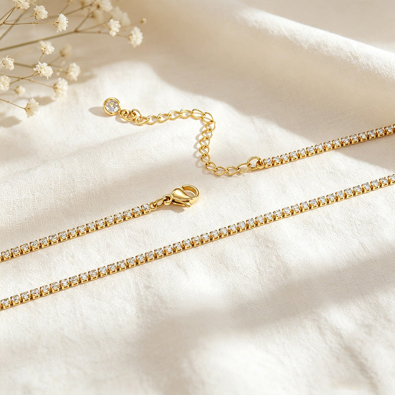 Full-diamond collarbone necklace