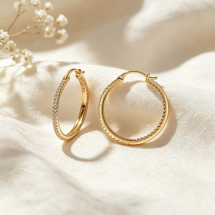 CZ Paved Hoop Earrings
