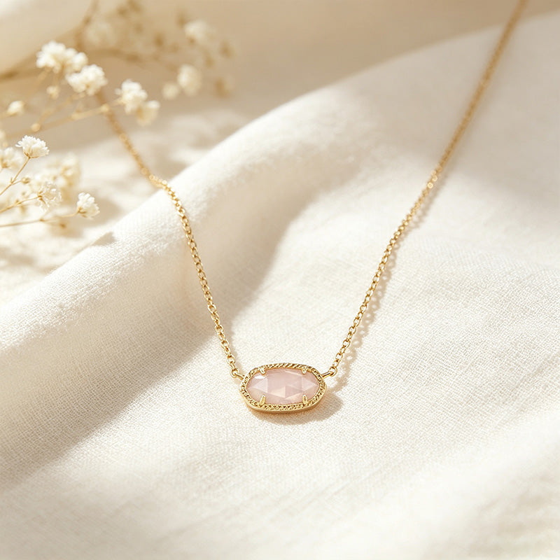 Oval Zircon Pendant Necklace