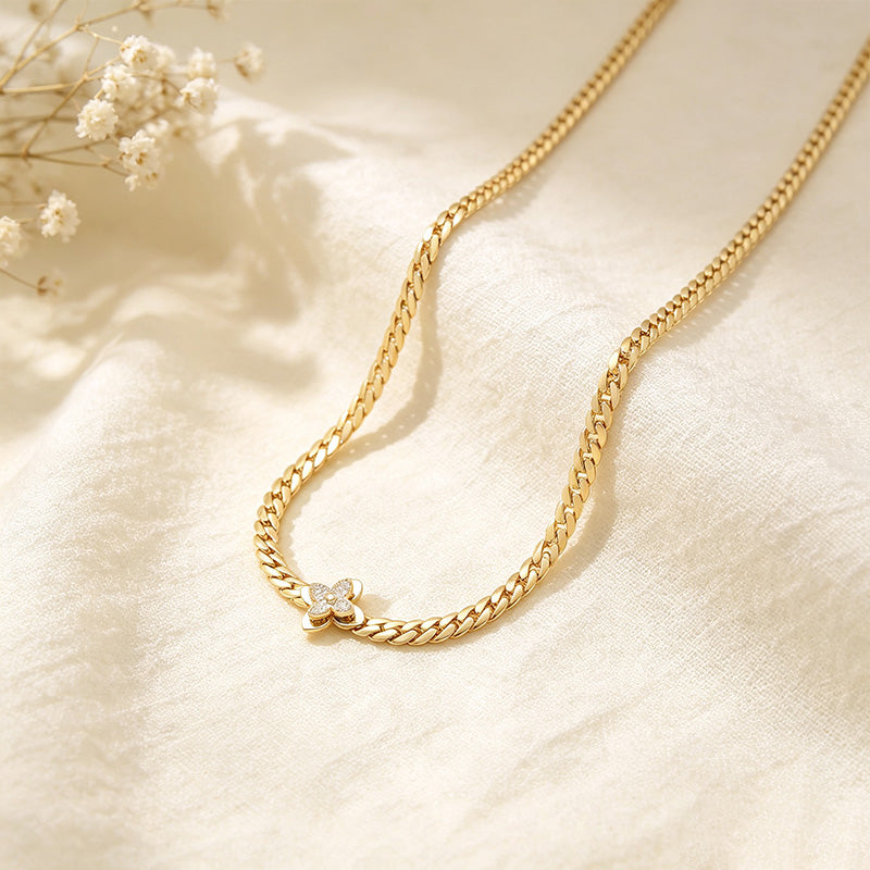 Zircon Clover Pendant Necklace