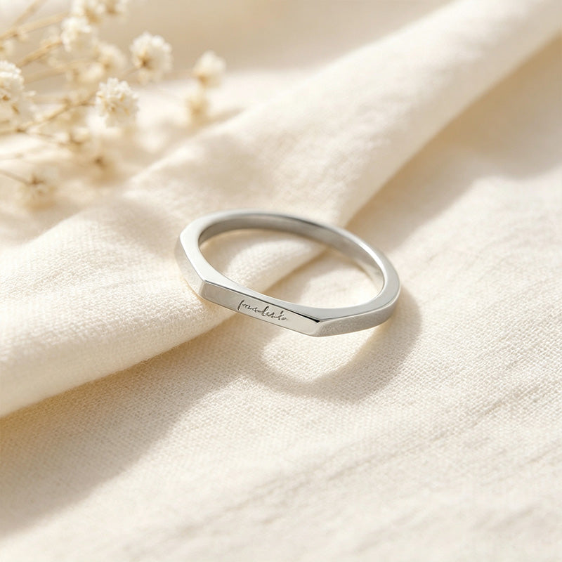 Minimalist Engraved Plain Band Ring