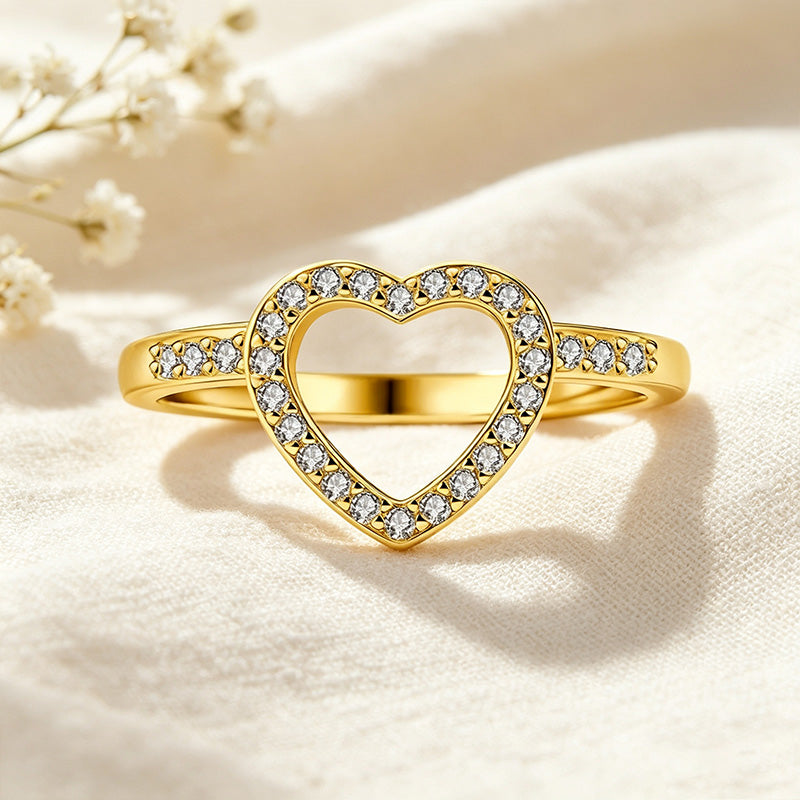 Heart-Cut Moissanite Halo Ring Set