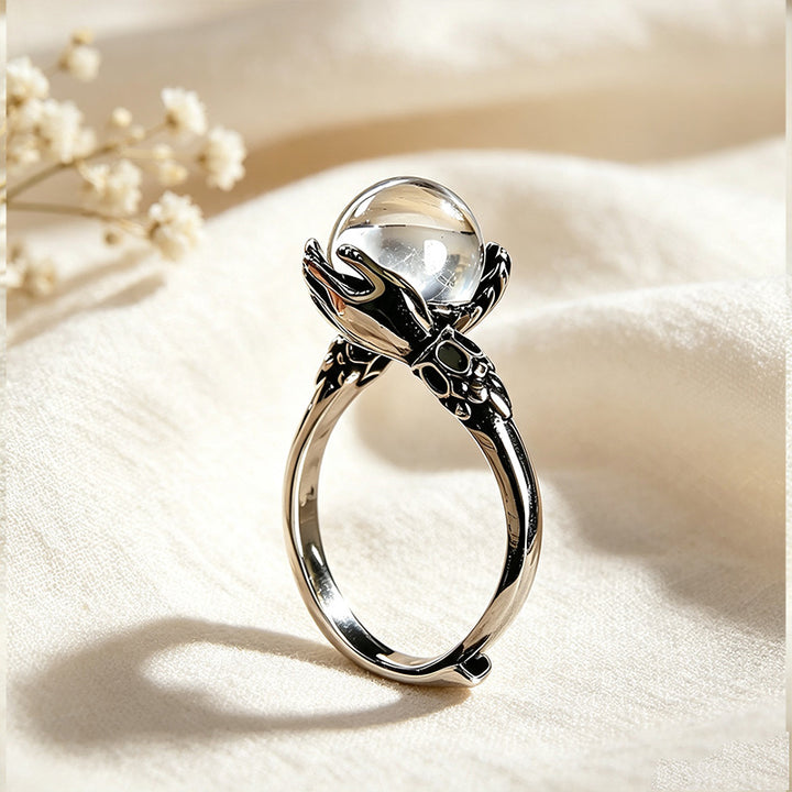 Crystal Ball and Bead-Wrapped Ring