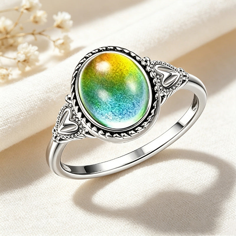 Iridescent Oval Crystal Ring