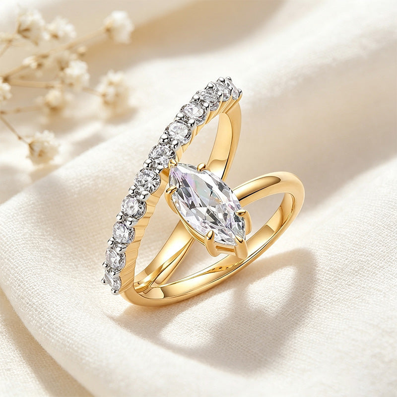Marquise-Cut Diamond Row Ring