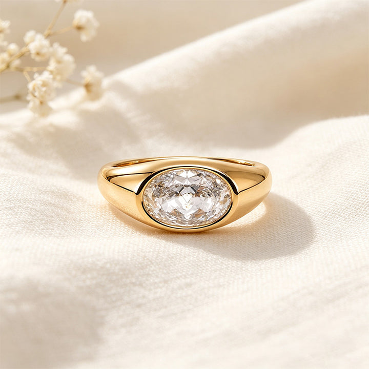 Oval Zircon Signet Ring