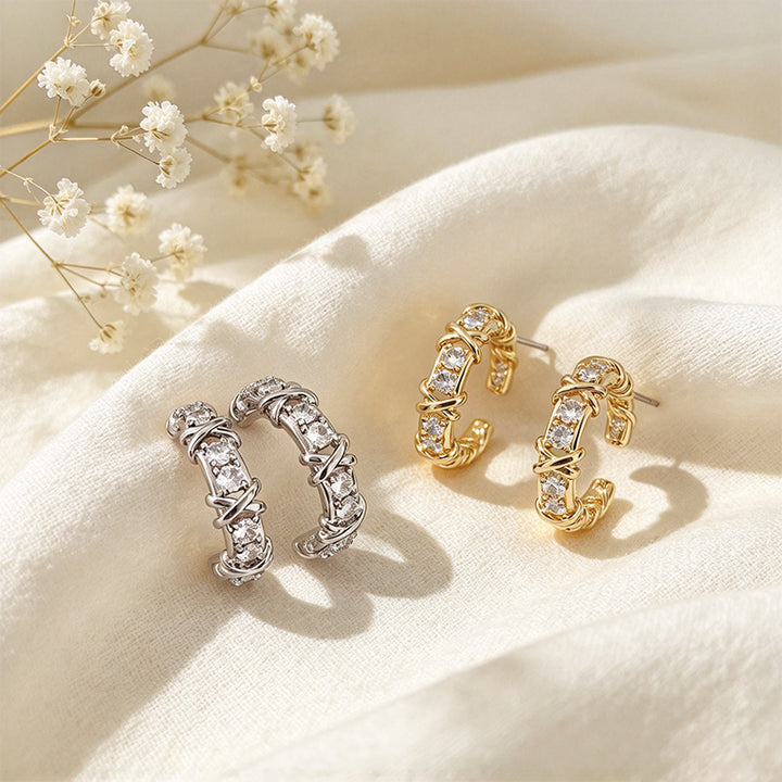 Moissanite Cross Hoop Earrings