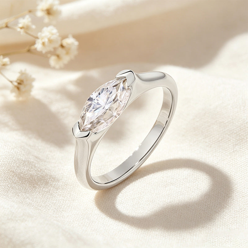 Marquise-Cut Moissanite Ring