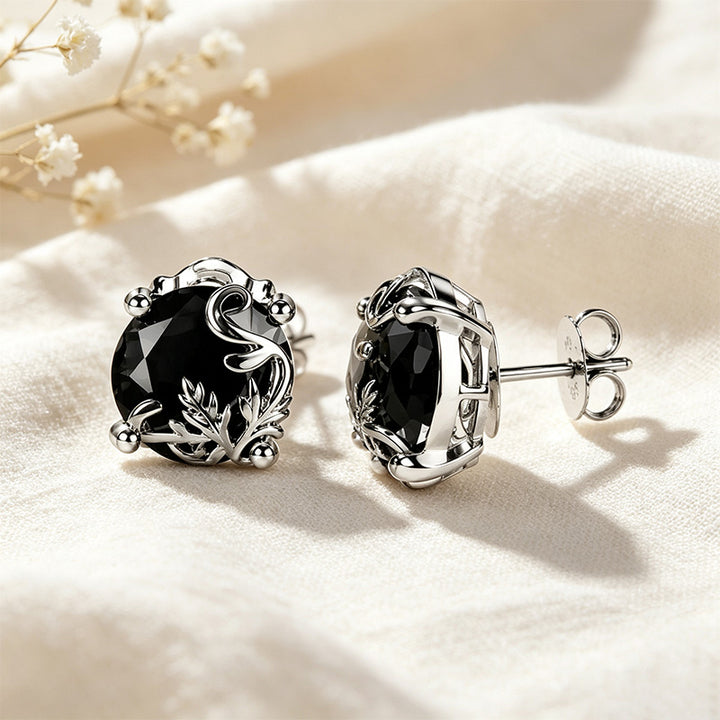 Obsidian Filigree Stud Earrings