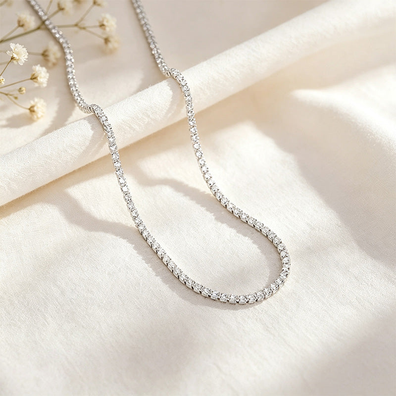 Full-diamond collarbone necklace