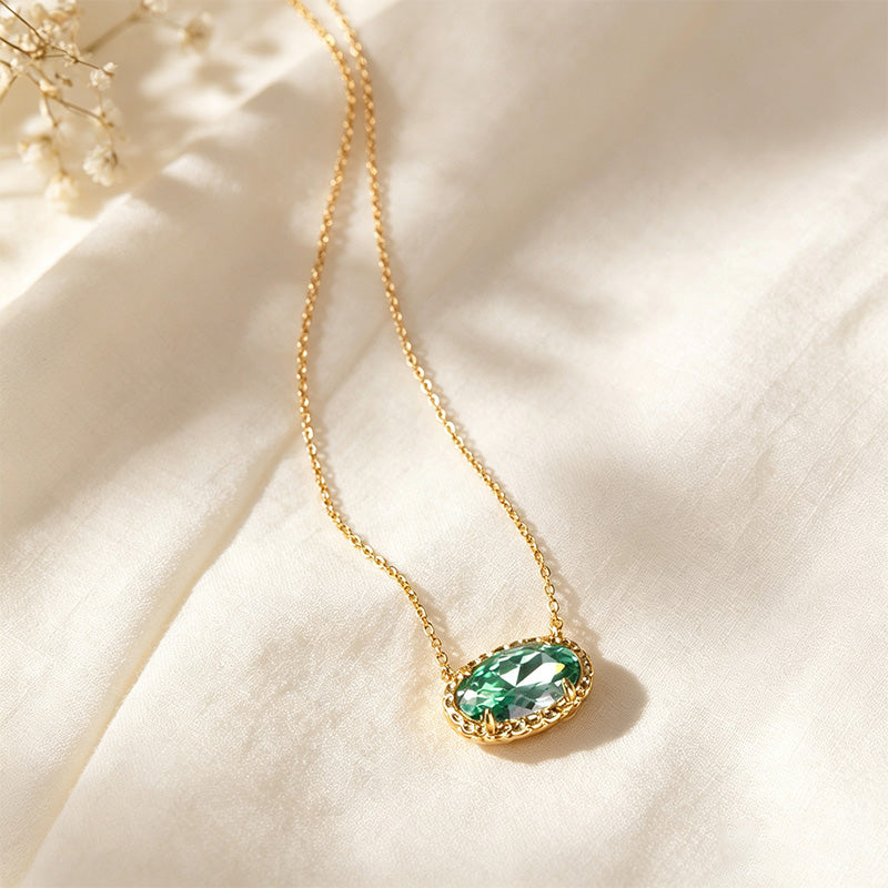 Oval Zircon Pendant Necklace