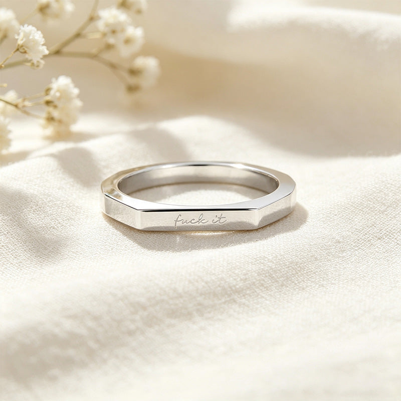 Minimalist Engraved Plain Band Ring