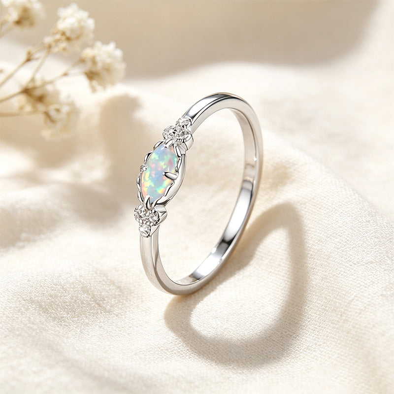Oval Opal Band Ring