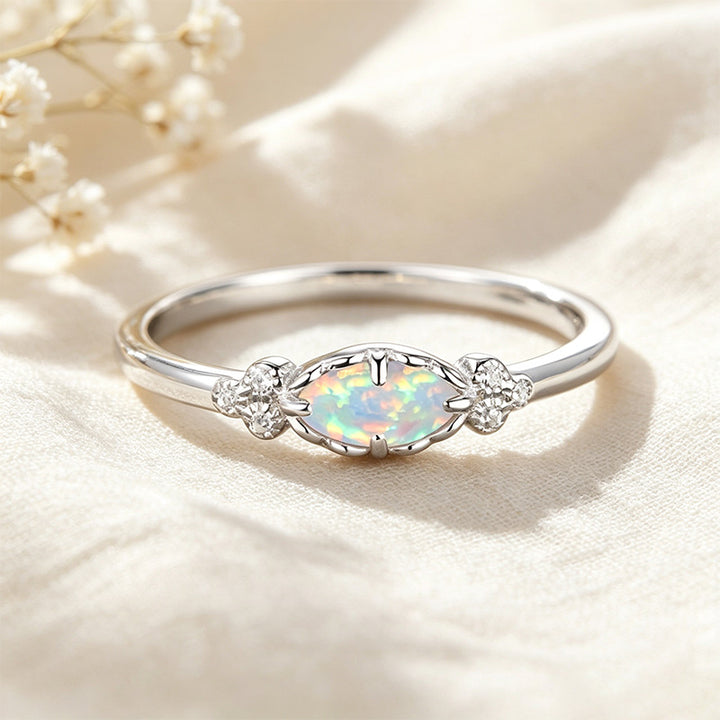 Oval Opal Band Ring