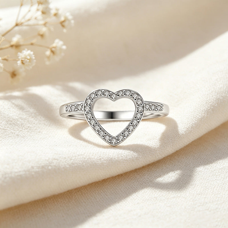 Heart-Cut Moissanite Halo Ring Set