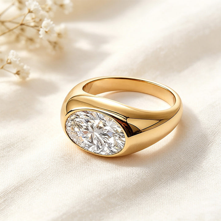 Oval Zircon Signet Ring