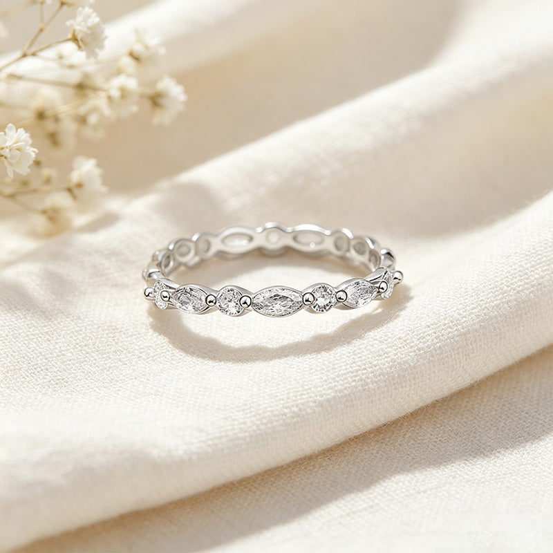 Marquise Moissanite Band Ring