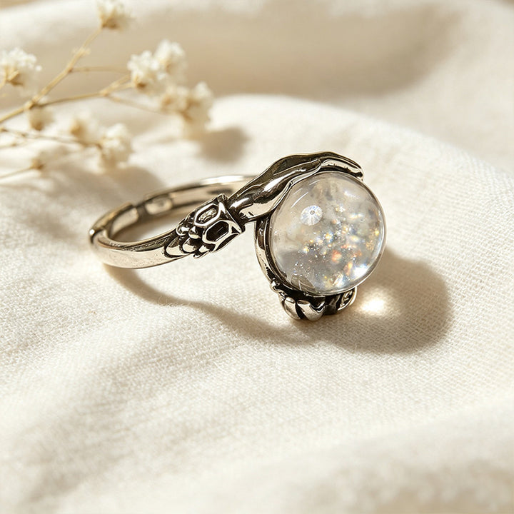 Crystal Ball and Bead-Wrapped Ring